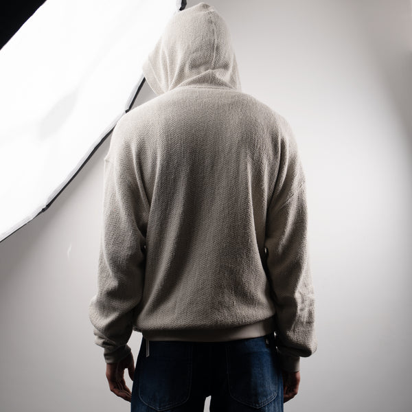 GREY HERRINGBONE HOODIE