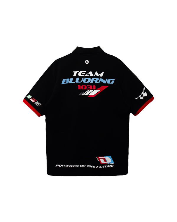 Black Retro Rev Collar Neck Polo T-Shirt