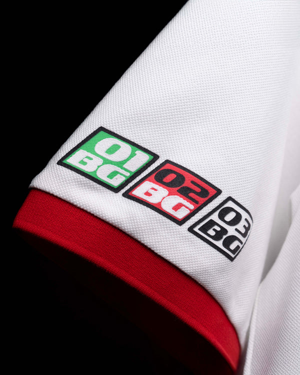 White Retro Rev HD Screen Print Polo T-Shirt