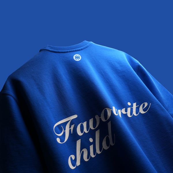 Blue premium oversized t-shirt Favourite Child screen print