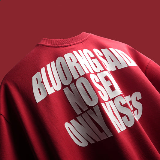Red premium oversized t-shirt with Proud Virgin print
