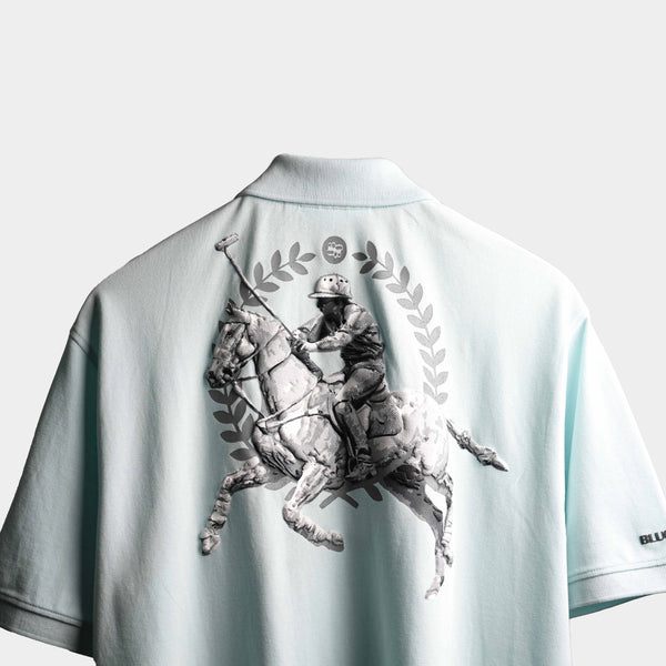 Sky-blue premium oversized polo t-shirt with puff print