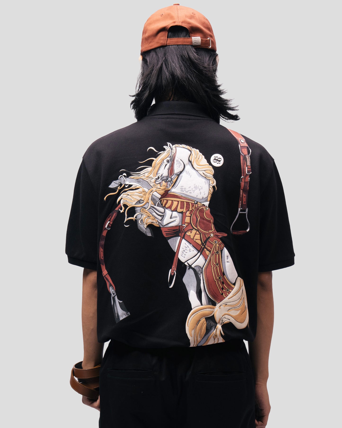 Black Saddle Polo  T-Shirt