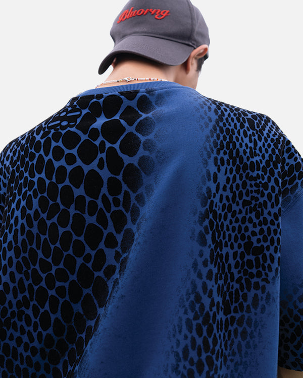 Premium Blue Flock Illusion Printed  T-Shirt