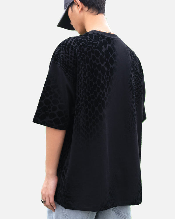Premium Black Flock Illusion Oversized T-Shirt