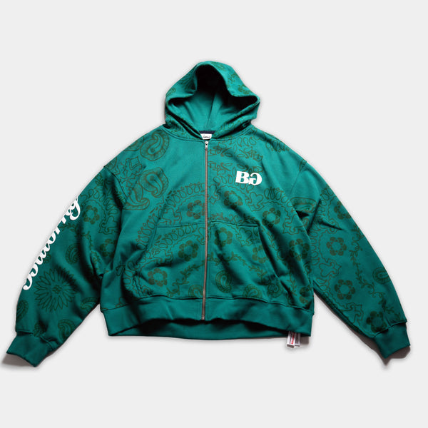 GREEN PAISLEY HOODIE