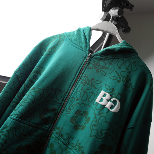 GREEN PAISLEY HOODIE