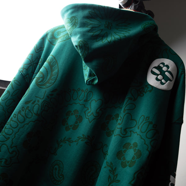GREEN PAISLEY HOODIE