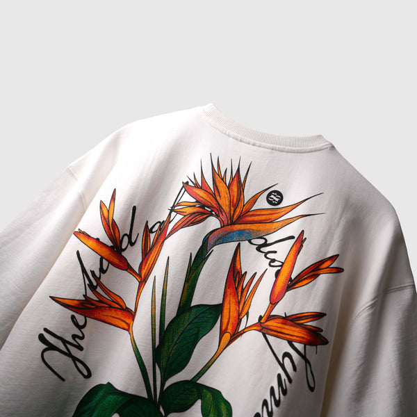 White Bird Of Paradise T-Shirt | Floral Printed Premium T-Shirt