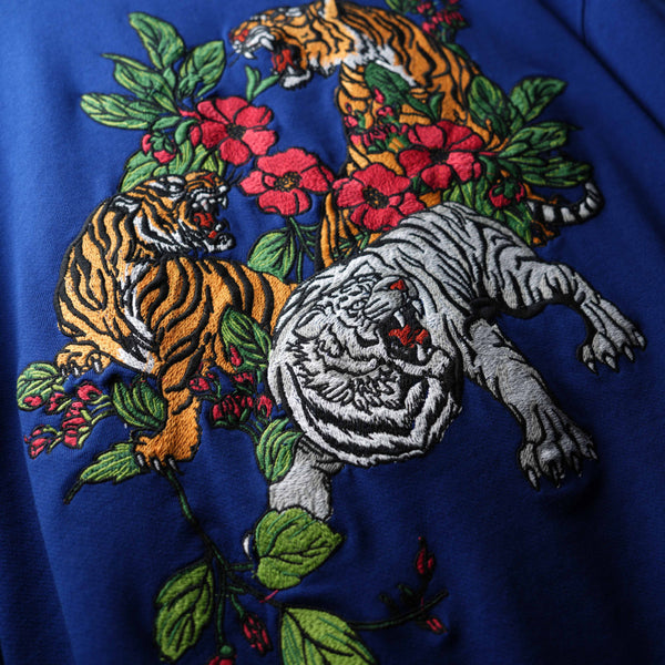 Premium oversized navy cotton t-shirt statement embroidery