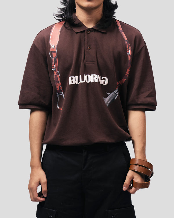 Brown Saddle Polo T-Shirt