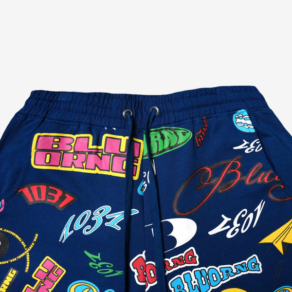 Navy Sticker Shorts