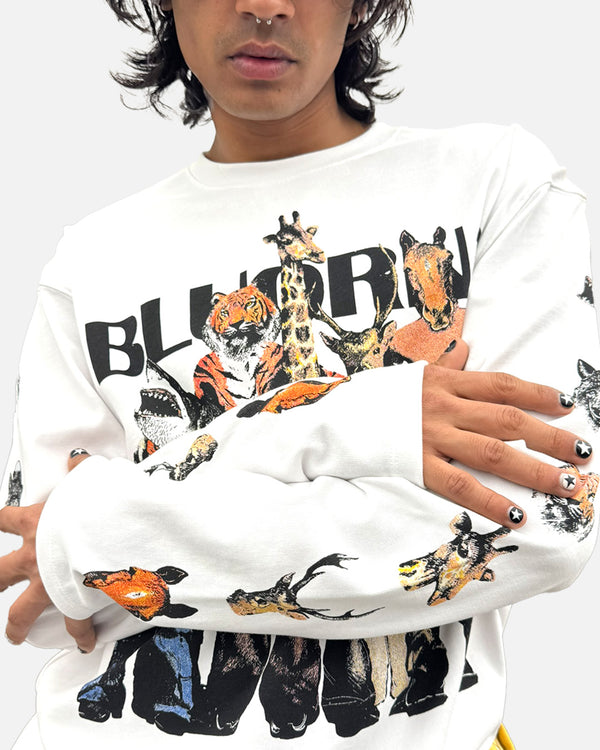 Premium white full-sleeve oversized t-shirt reverse wash print