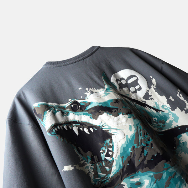 GREY SHARK T-SHIRT - STREETWEAR FASHION