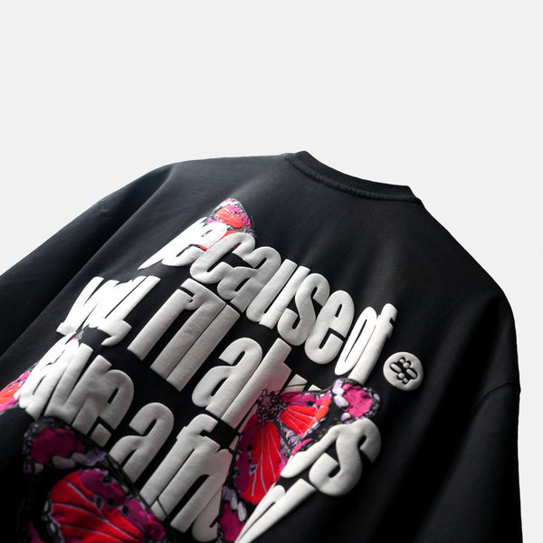 Black premium oversized t-shirt with contrast puff print