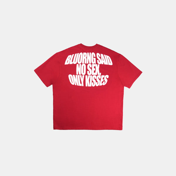 Premium red oversized tee with Proud Virgin graphic