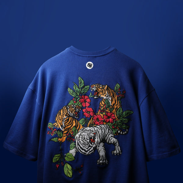 Premium navy oversized t-shirt with Ambush embroidery detail