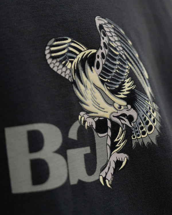 Luxury oversized grey wash serpent graphic t-shirt