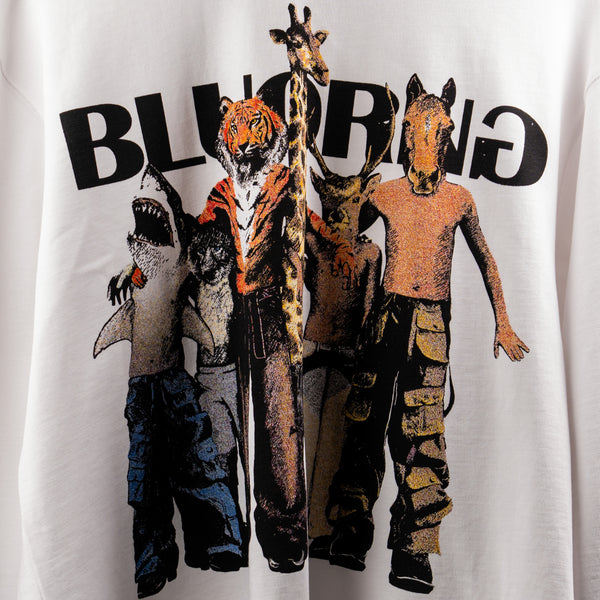 White oversized premium full-sleeve tee bold Wild Bunch print