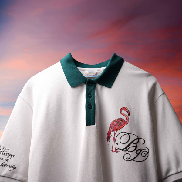White Emerald Flamingo Premium Polo T-Shirt