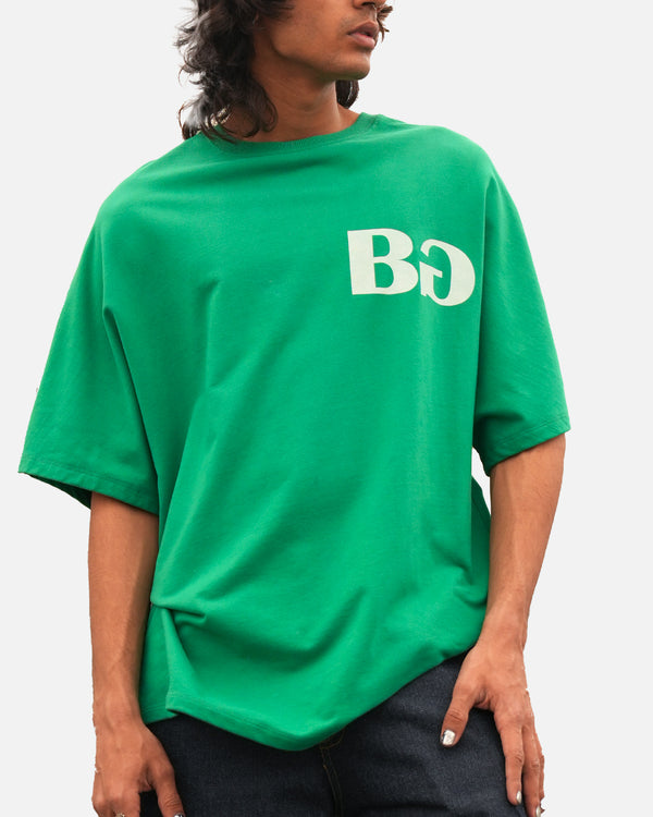 Oversized streetwear green t-shirt bold dragon art