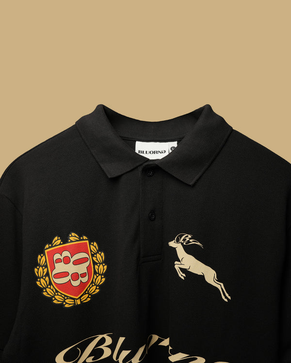 Black Noble Stag Polo T-Shirt