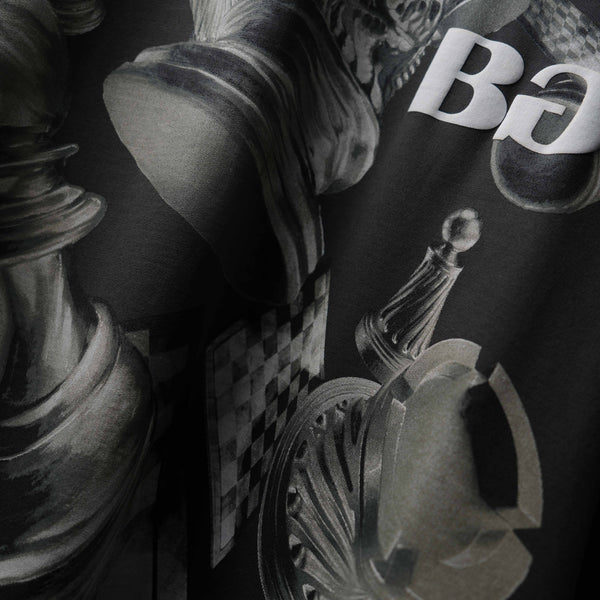 Streetwear Style Overall Chess Design Oversized T-Shirt