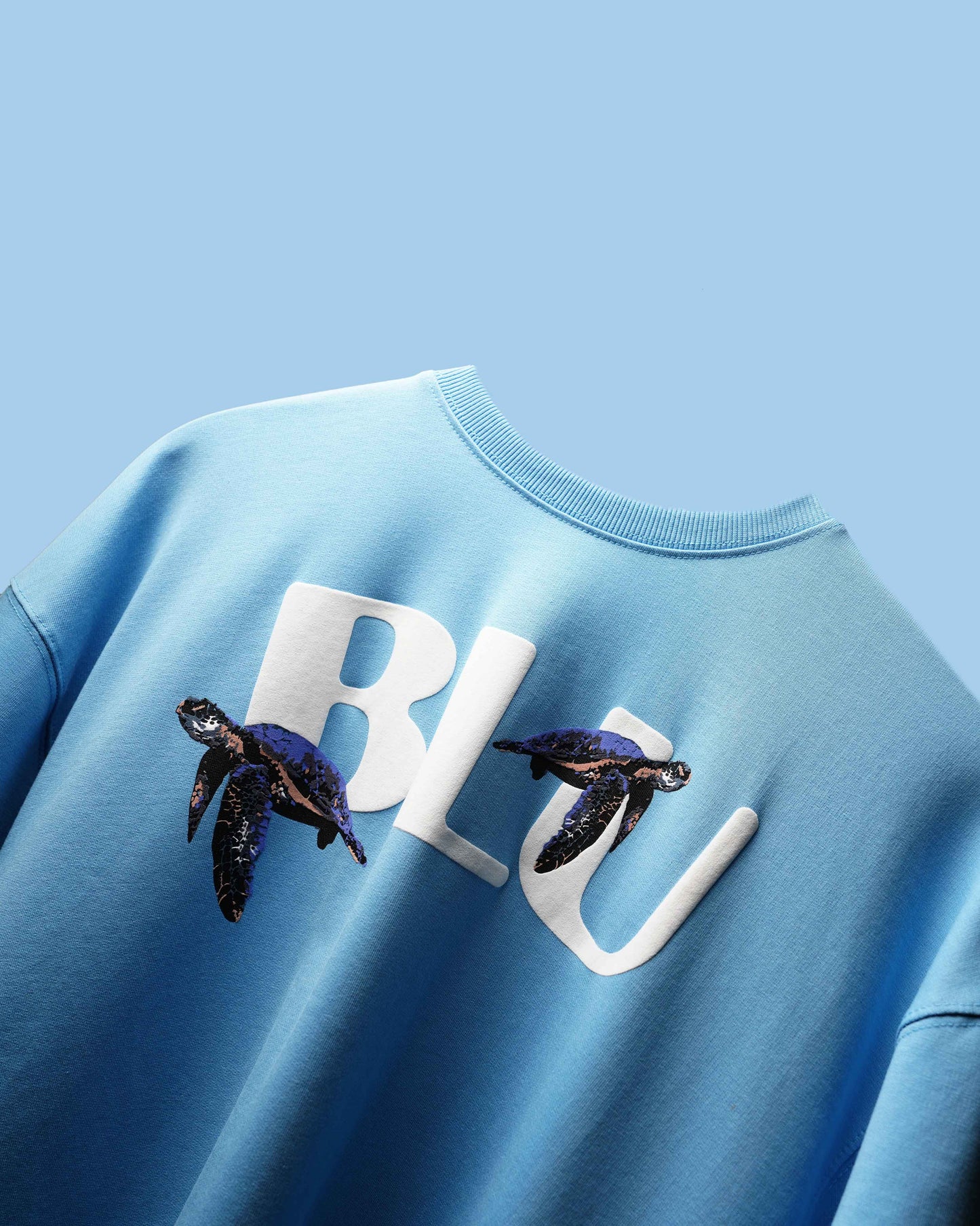 Aqua Deep Sea  Blue Puff Printed T-Shirt 