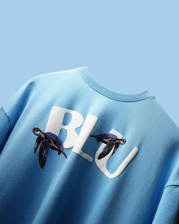 Aqua Deep Sea  Blue Puff Printed T-Shirt 