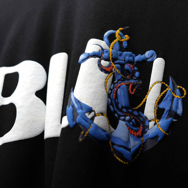 Black Anchor Puff Screen Print T-Shirt