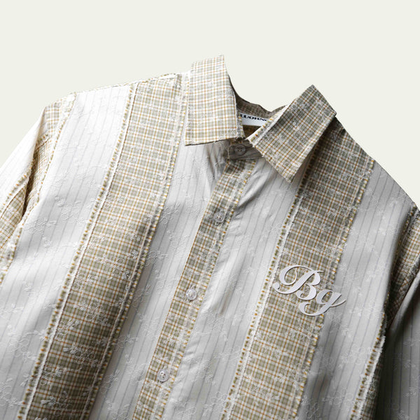 Beige Plaid And Petals Shirt