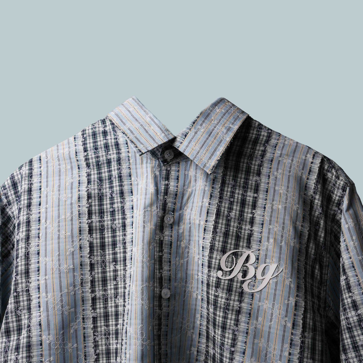 Blu Plaid And Petals Shirt