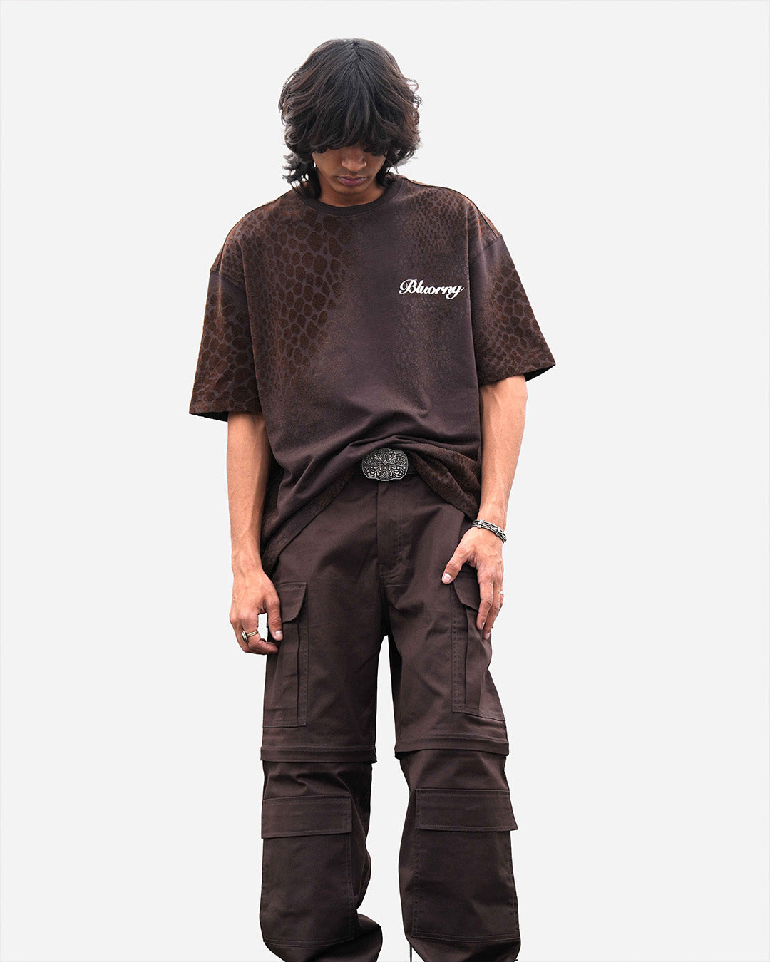 BROWN FLOCK ILLUSION T- SHIRT