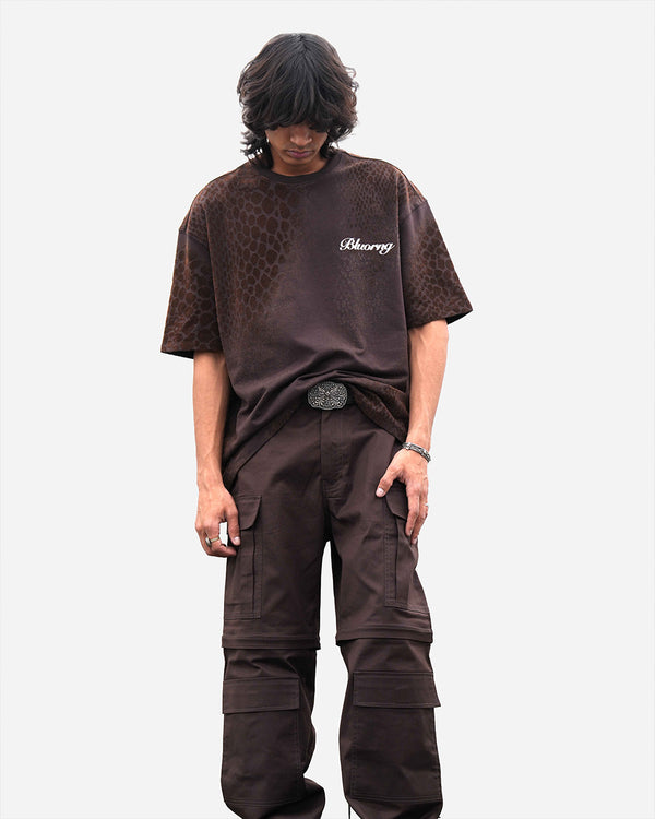 Premium Brown Flock Illusion Oversized T-Shirt