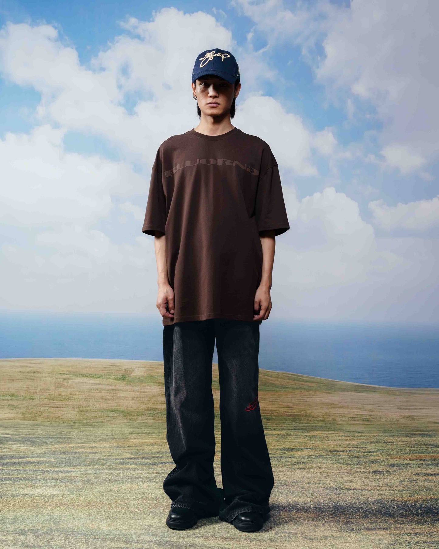 Brown oversized t shirt with back print