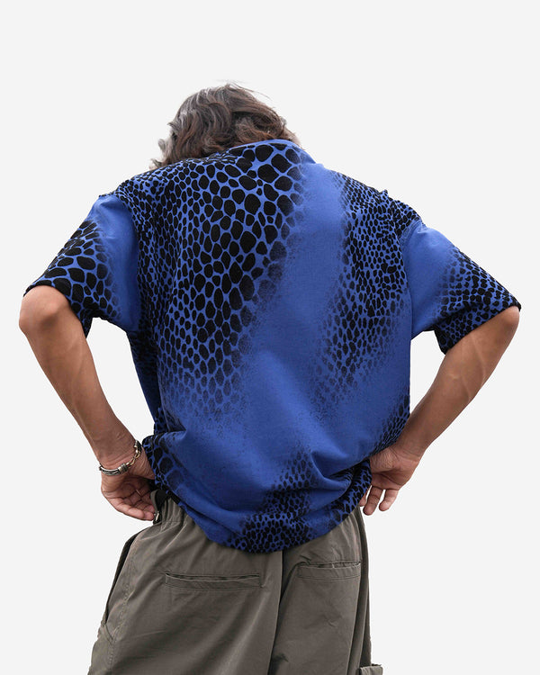 Premium Blue Flock Illusion Half Sleeve T-Shirt