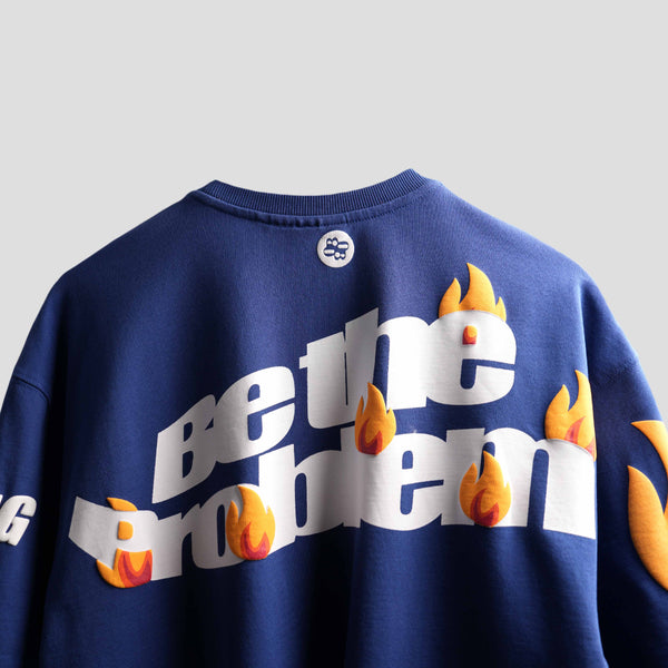 Oversized blue streetwear t-shirt with bold graphic