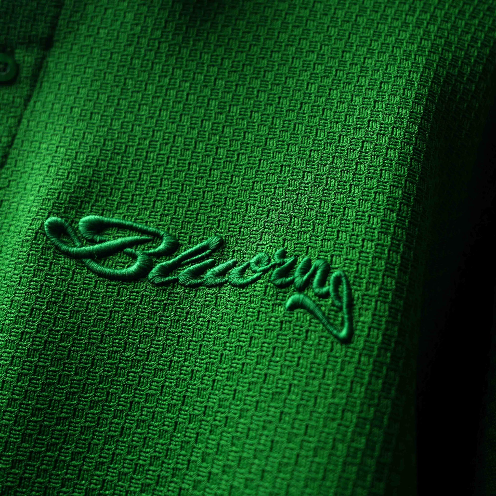 green textured shirt