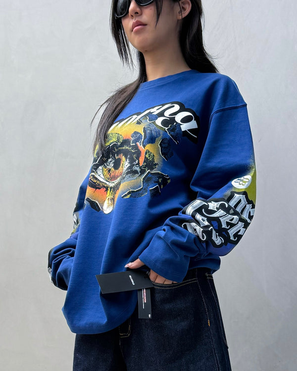 Premium oversized blue full-sleeve streetwear tee