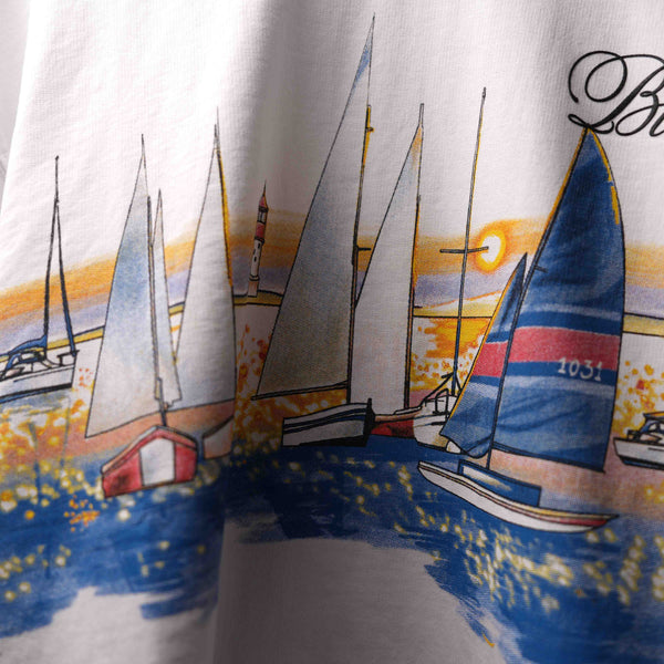 White Sail Set Round Neck T-Shirt