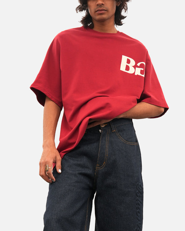 Premium oversized red t-shirt Shenron print