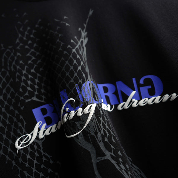 Premium black oversized tee Starling puff texture