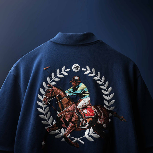 Navy Saddle League Polo T-Shirt
