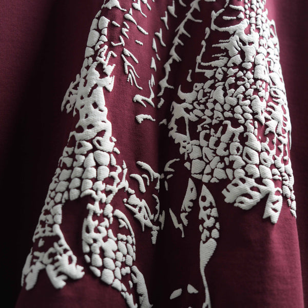 Burgundy oversized t-shirt premium crocodile artwork