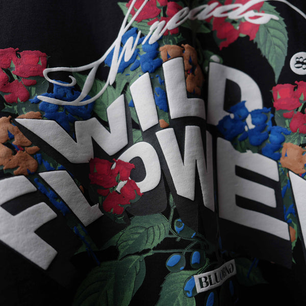 Black Wild Flower Relaxed Fit T-Shirt