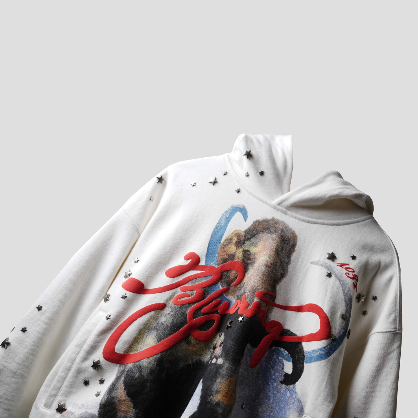 WHITE STAR STUDDED HOODIE