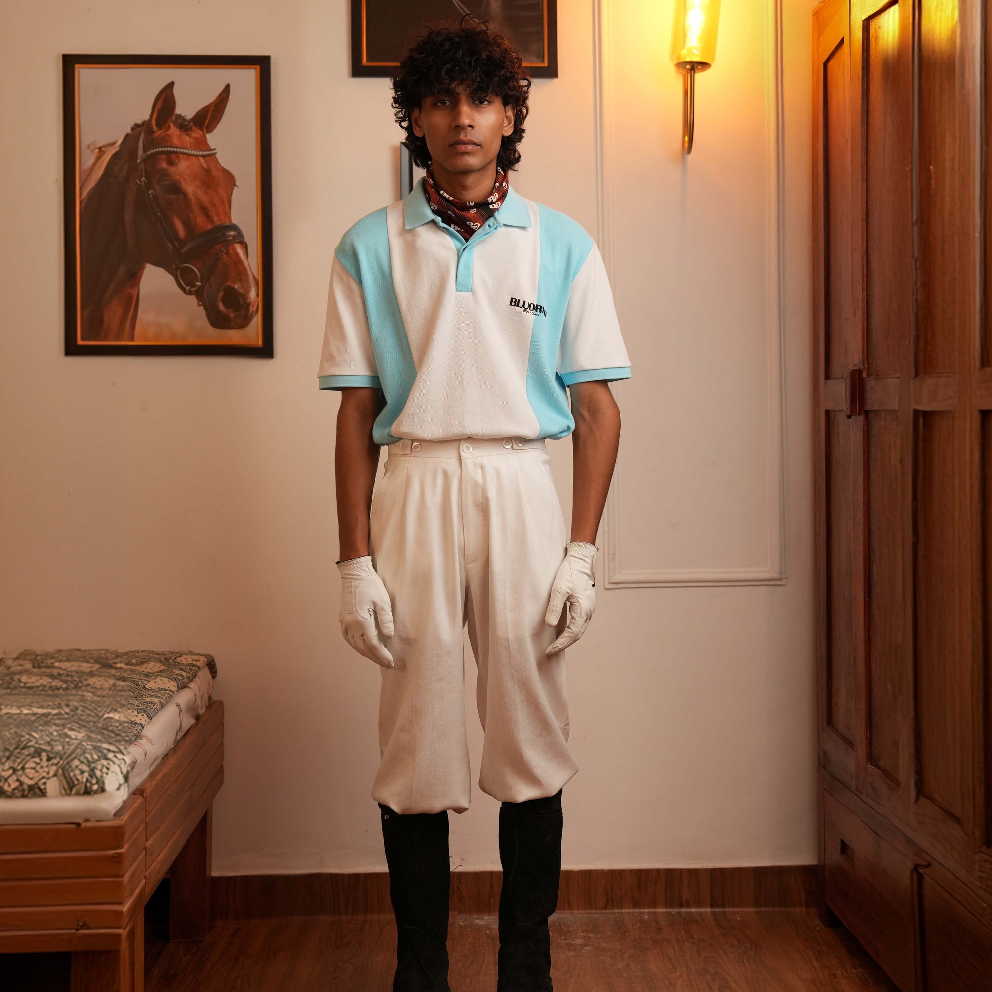 Blu White Polo T-Shirt