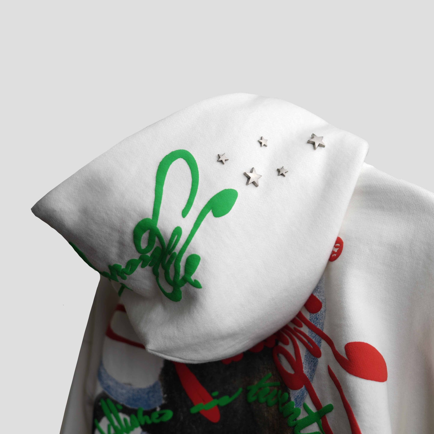 WHITE STAR STUDDED HOODIE