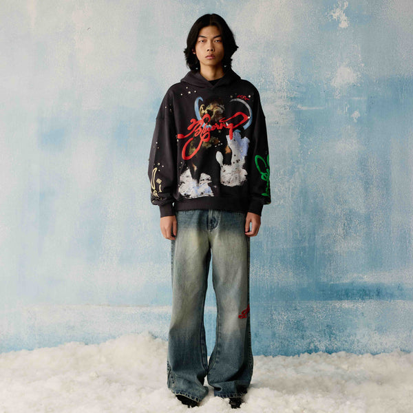 Grey Star Studded Hoodie