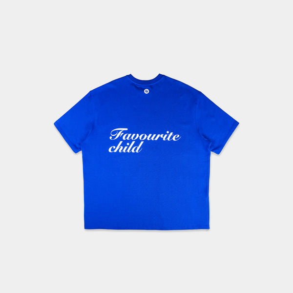Blue oversized premium tee Favourite Child bold print